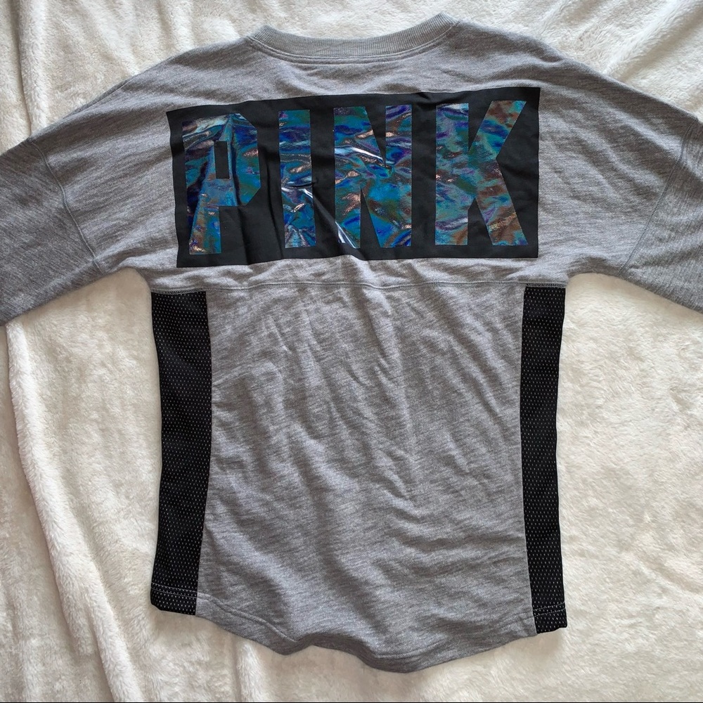 VS PINK NWOT Gray Iridescent Reflective Crew